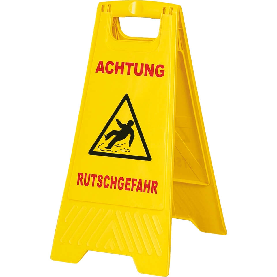 Achtung Rutschgefahr Aufsteller Warnaufsteller Warnzeichen Glatt Warnschild Gelb 