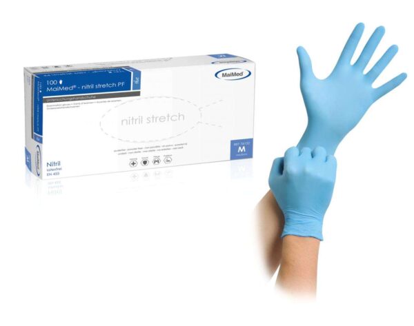 Nitril Stretch PF Einmalhandschuhe MaiMed, blau, 100 Stück