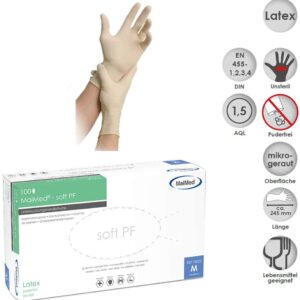 Latex Einmal-Handschuhe soft PF MaiMed, 100 St., Mindesthaltbarkeitsdatum - 05/24