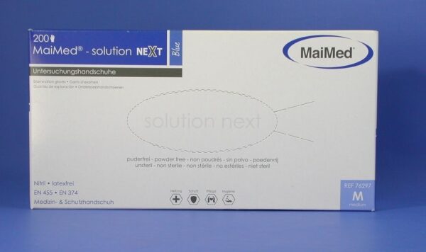 Nitril solution next PF Einmalhandschuhe MaiMed, blau, 200 Stück, Mindesthaltbarkeit - 04/25